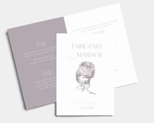 Lined Rose - Faire-part mariage Carte pliante (verticale)