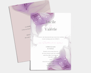 Purple Ink - Carte d´invitation au mariage (verticale)