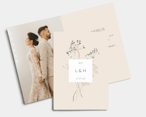 Floral Cube - Carte de remerciements mariage carte pliée (verticale)