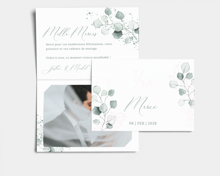 Eukalypt - Carte de remerciements mariage avec Photo