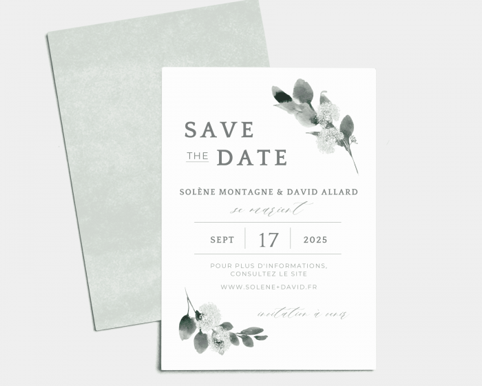 Elegant Greenery - Save the Date carte mariage (vertical)