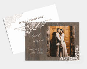 Woodgrain Lace - Carte de remerciements mariage petit format