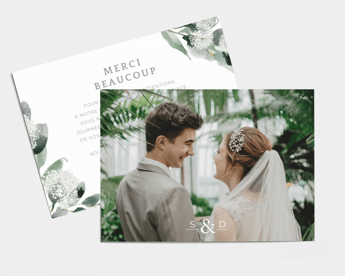 Elegant Greenery - Carte de remerciements mariage petit format