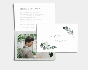 Elegant Greenery - Carte de remerciements mariage avec Photo