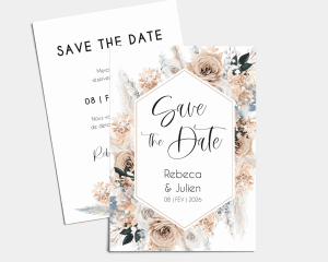 Bloomy Boho - Save the Date carte mariage (vertical)