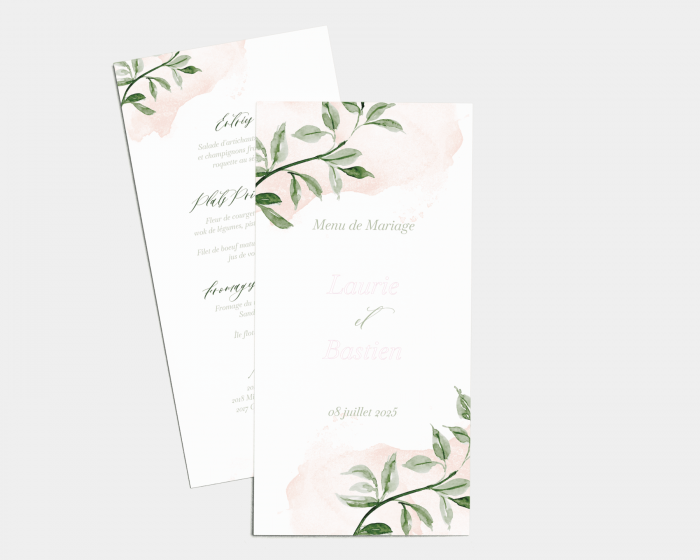 Green and Peach - Carte de Menu (langue)