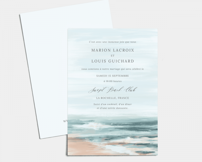 Painted Beach - Carte d´invitation au mariage (verticale)