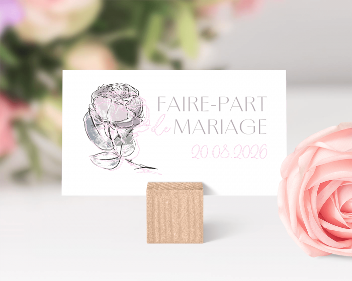 Lined Rose - Faire-part mariage petit format