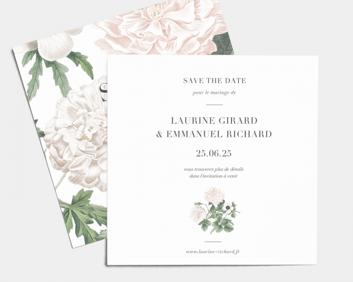 Vintage Peony - Save the Date carte mariage