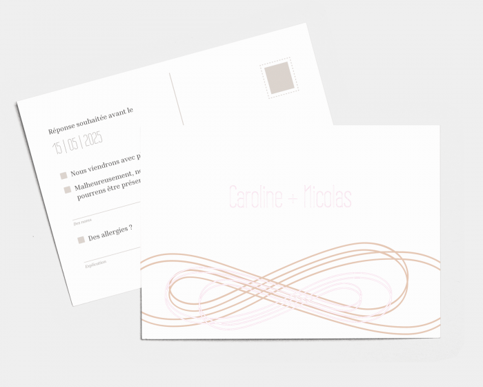 Infinito - Carte-réponse pour mariage (horizontale)