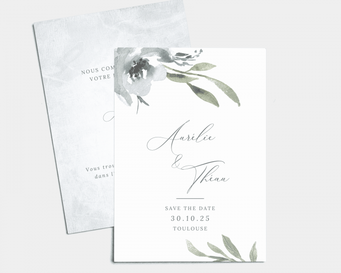 Muted Floral - Save the Date carte mariage (vertical)