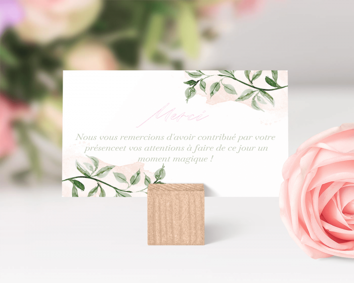 Green and Peach - Carte de remerciements mariage petit format