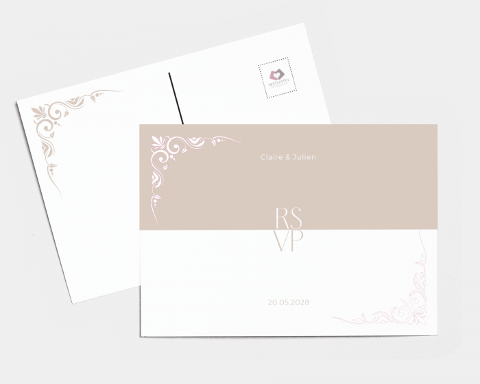 Beauty - Carte-réponse pour mariage (horizontale)