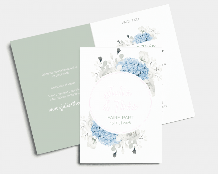 Hortense - Faire-part mariage Carte pliante (verticale)