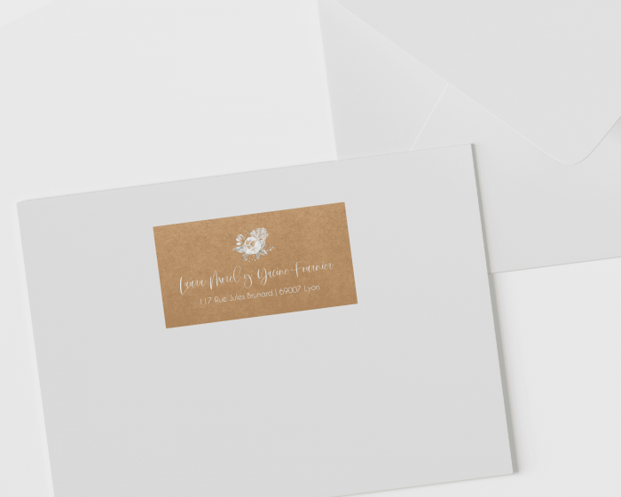 Rose Bianco - Étiquettes d'adresse pour enveloppes
