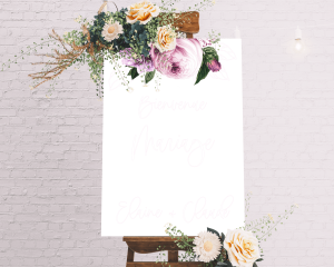 Fleur - Panneau de bienvenue mariage (vertical)