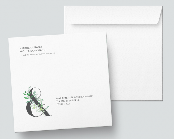 Leafy Ampersand - Enveloppe carrée imprimée
