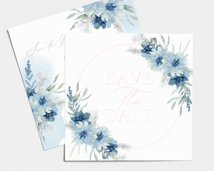 Bloomy Blue - Save the Date carte mariage