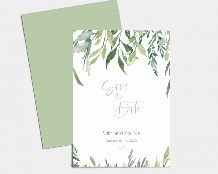 Leaves - Save the Date carte mariage (vertical)