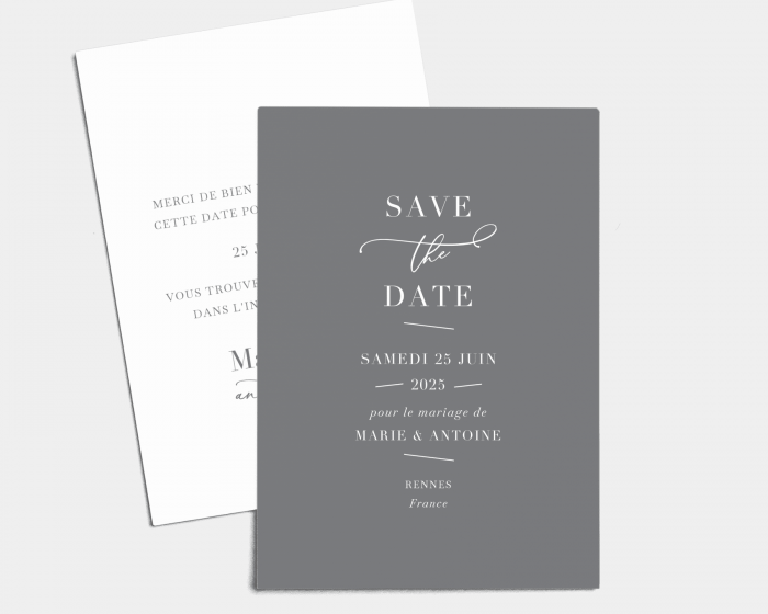 Romantic Calligraphy - Save the Date carte mariage (vertical)