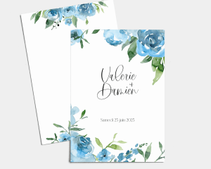 Blue Romance - Save the Date carte mariage (vertical)