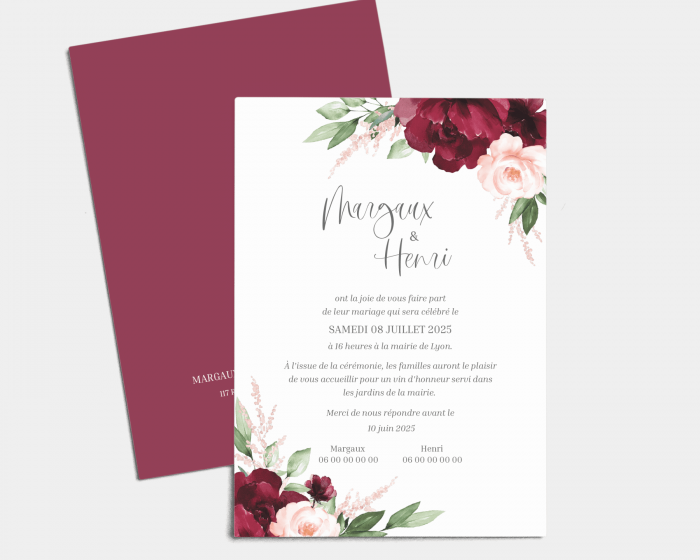 Beloved Floral - Carte d´invitation au mariage (verticale)