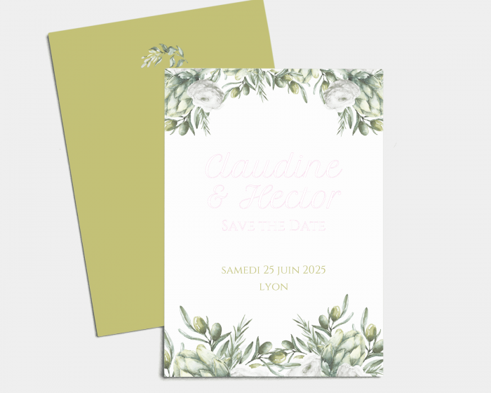 Branche - Save the Date carte mariage (vertical)