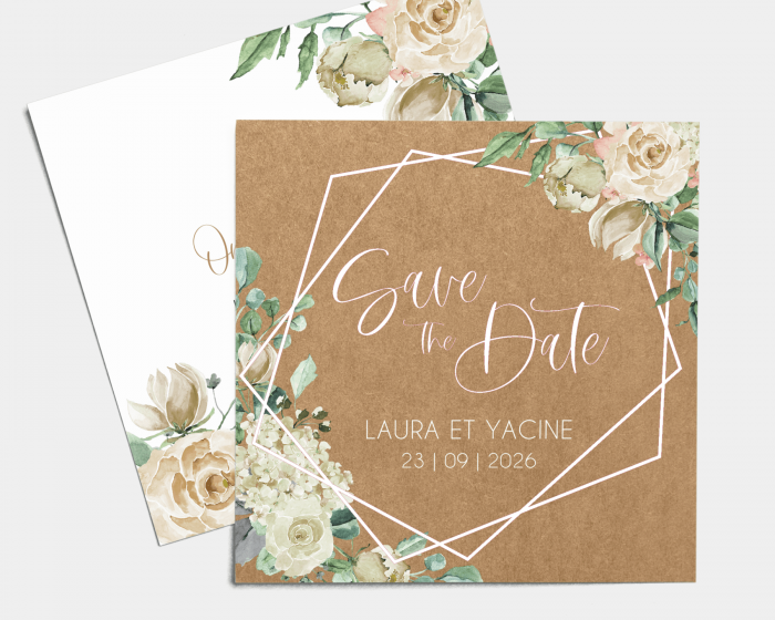 Rose Bianco - Save the Date carte mariage
