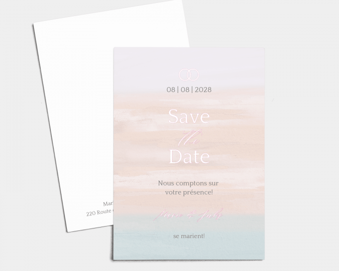 Pastell - Save the Date carte mariage (vertical)