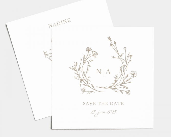 Natural Monogram - Save the Date carte mariage