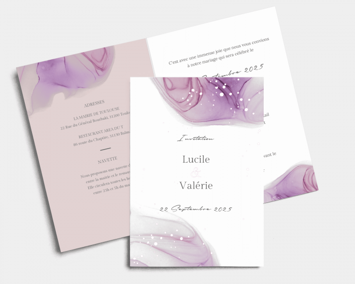 Purple Ink - Faire-part mariage Carte pliante (verticale)