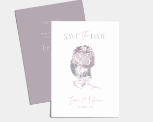 Lined Rose - Save the Date carte mariage (vertical)