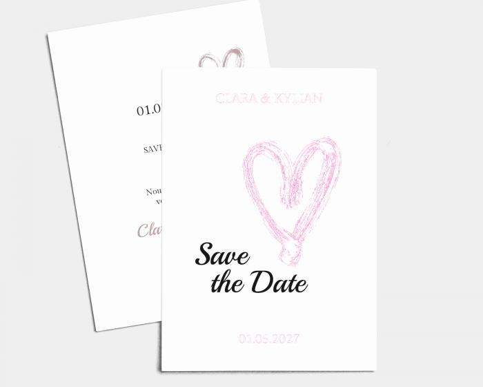 Painted Heart - Save the Date carte mariage (vertical)