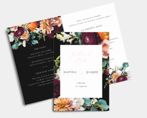 Florals - Faire-part mariage Carte pliante (verticale)