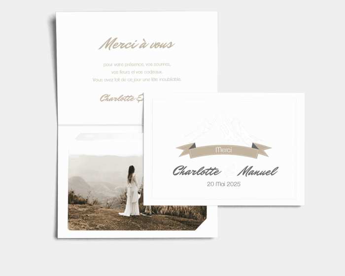 Love Mountains - Carte de remerciements mariage avec Photo