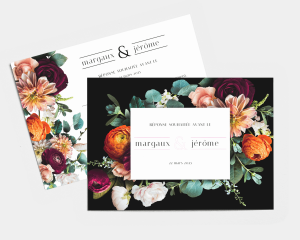 Florals - Carte-réponse pour mariage (horizontale)