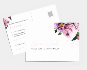Fleur - Carte-réponse pour mariage (horizontale)