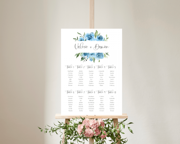 Blue Romance - Plan de Table 50x70 cm (vertical)