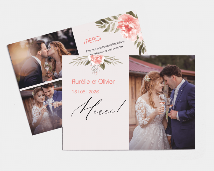 Aurora - Carte de remerciements mariage petit format
