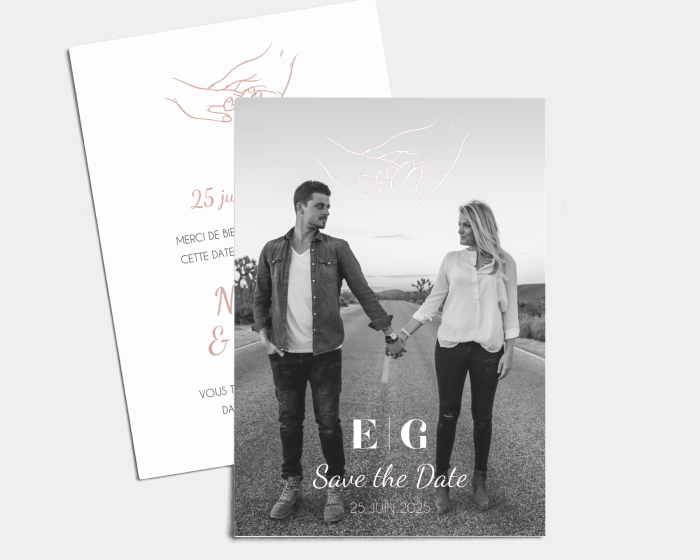 Hand in Hand - Save the Date carte mariage (vertical)