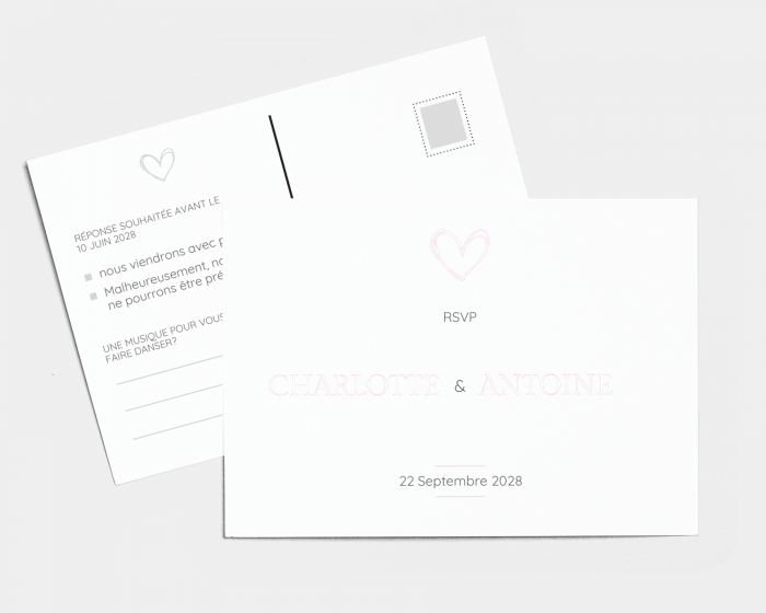 Modest - Carte-réponse pour mariage (horizontale)