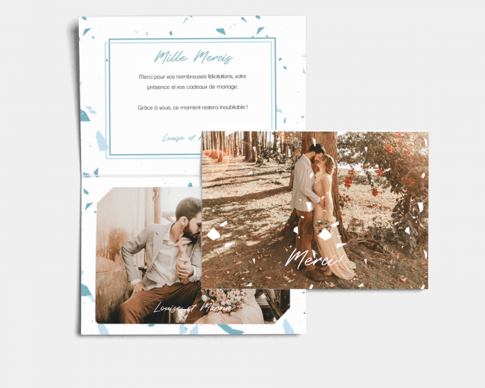 Beautiful Confetti - Carte de remerciements mariage avec Photo