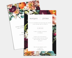Florals - Carte d´invitation au mariage (verticale)