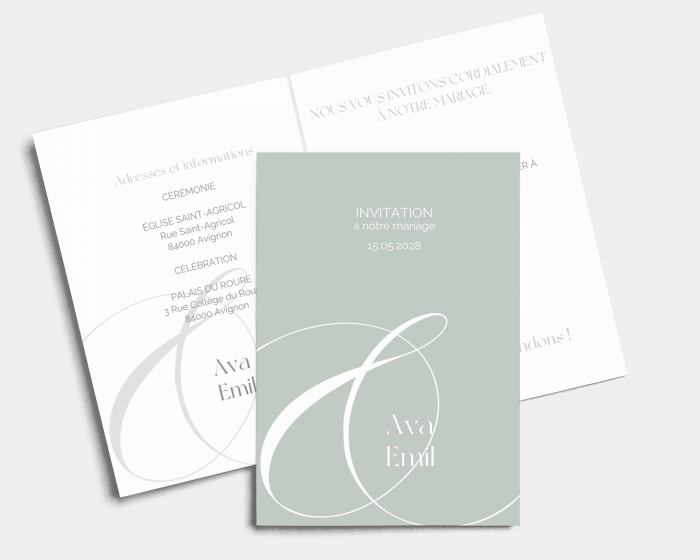 Amore - Faire-part mariage Carte pliante (verticale)