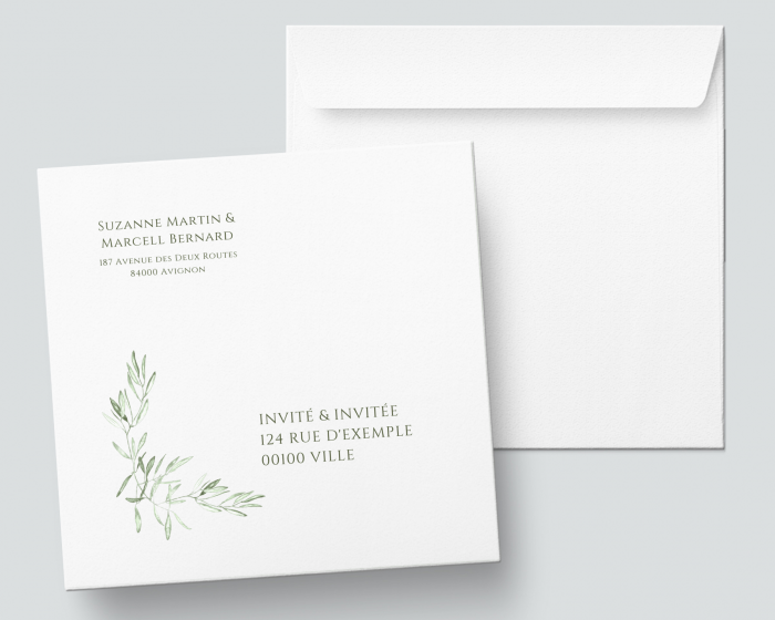 Olive - Enveloppe carrée imprimée