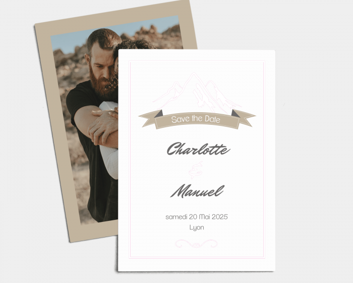 Love Mountains - Save the Date carte mariage (vertical)