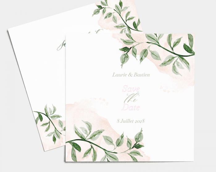 Green and Peach - Save the Date carte mariage