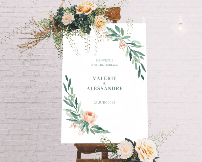Gilded Botanical - Panneau de bienvenue mariage (vertical)