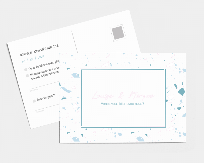 Beautiful Confetti - Carte-réponse pour mariage (horizontale)
