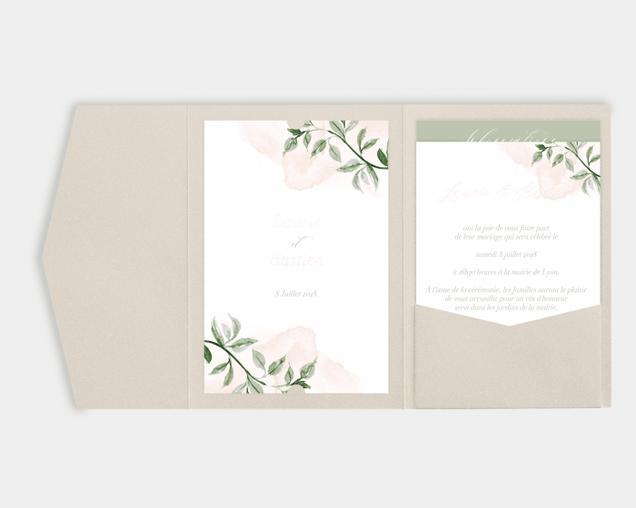 Green and Peach - Format B6 pocketfold portrait